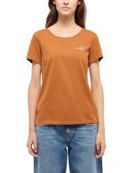 Damski T-Shirt Mustang Style Alma Caramel Café 1015928 7169. Brązowe t-shirty Mustang, m, bez wzorów, bez kołnierzyka, bez ramiączek. Za 69.99 zł.