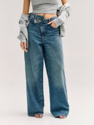 Guess Jeansy W6YAJP D1358 Niebieski Wide Leg. Niebieskie jeansy Guess, z aplikacjami. Za 524.99 zł.