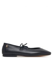 Tommy Hilfiger Baleriny Lace-Up Leather Ballerina FW0FW09542 Czarny. Czarne baleriny TOMMY HILFIGER, bez wzorów, ze skóry, bez obcasa. Za 529.99 zł.