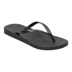 Japonki damskie Ipanema 82591 20766. Czarne klapki Ipanema, bez wzorów, z materiału, bez obcasa. Za 141.00 zł.