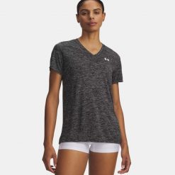 Koszulka damska Under Armour Tech SSV- Twist. Białe bluzki Under Armour, m, bez wzorów, sportowe, bez kołnierzyka, bez ramiączek. Za 84.99 zł.