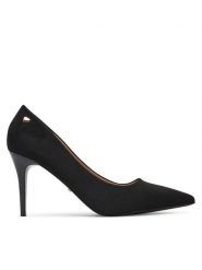 DeeZee Szpilki EZ-23-1B Czarny. Czarne szpilki DeeZee, bez wzorów, z materiału, bez obcasa, na szpilce, bez zapięcia. Za 139.99 zł.