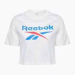 Koszulka Reebok Identity Big Logo Crop Tee. Białe bluzki REEBOK FITNESS, bez wzorów, sportowe, bez kołnierzyka, bez ramiączek. Za 67.99 zł.