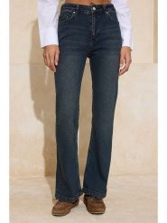 Trendyol Dżinsy - Flare fit - w kolorze niebieskim rozmiar: 42. Niebieskie jeansy Trendyol, bez wzorów, z podwyższonym stanem. Za 109.26 zł.