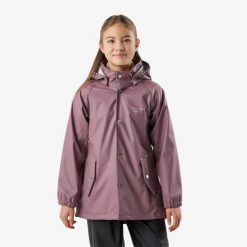 Kurtka przeciwdeszczowa turystyka junior Swedemount Väderöarna Coat wodoodporna. Fioletowe kurtki sportowe SWEDEMOUNT, m, bez wzorów, bez kaptura. Za 199.99 zł.