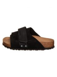 Birkenstock Skórzane klapki "Kyoto" w kolorze ciemnobrązowym rozmiar: 43. Czarne klapki Birkenstock, bez wzorów, ze skóry, bez obcasa. Za 480.90 zł.
