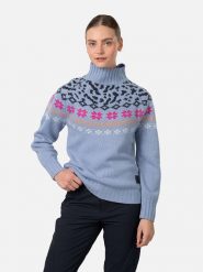KARI TRAA Sweter "Ingrid" w kolorze błękitnym rozmiar: S. Niebieskie golfy Kari Traa, s, bez wzorów, z wełny, bez ramiączek. Za 197.17 zł.