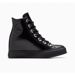 Damskie skórzane buty sportowe Converse Chuck Taylor All Star Platform. Czarne obuwie sportowe Converse, bez wzorów, bez zapięcia. Za 459.50 zł.