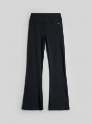 4F Legginsy dzianinowe z rozszerzanymi nogawkami damskie - czarne XL. Czarne legginsy 4f, xl, bez wzorów, z dzianiny, z podwyższonym stanem. Za 129.99 zł.