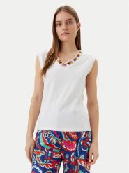 LOLA CASADEMUNT Top MS2515021 Biały Regular Fit. Białe topy LOLA CASADEMUNT, l, bez wzorów, z bawełny, bez kołnierzyka, bez ramiączek. Za 199.99 zł.