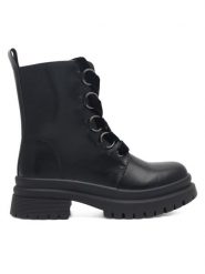 DeeZee Trzewiki IVANA WS5795-1 Czarny. Czarne botki DeeZee, bez wzorów, z syntetyku, bez obcasa, na płaskiej podeszwie, bez zapięcia. Za 125.99 zł.