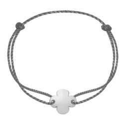 Bransoletka ze srebrną okrągłą koniczyną na grubym czarnym sznurku premium. Czarne bransoletki Lilou, srebrne. Za 178.00 zł.