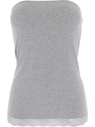 COTONELLA Top w kolorze jasnoszarym rozmiar: L. Szare topy COTONELLA, l, bez wzorów, z koronki, bez kołnierzyka, bez ramiączek. Za 32.98 zł.