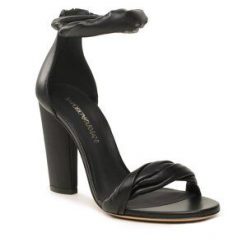 Sandały Emporio Armani. Czarne sandały Emporio Armani, bez wzorów, bez obcasa, na słupku, bez zapięcia. Za 1,189.00 zł.