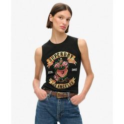 Kamizelka z kryształkami do tatuażu. Czarne bielizna sportowa Superdry, bez wzorów. W wyprzedaży za 238.85 zł.