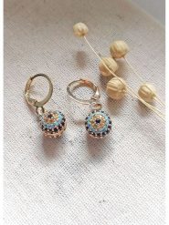 Atelier MIU Pozłacane kolczyki-kreole rozmiar: onesize. Niebieskie kolczyki Atelier MIU, z kryształem, pozłacane. Za 43.99 zł.