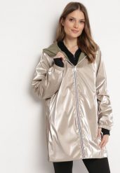 Ciemnozielona Kurtka Dwustronna z Nieodpinanym Kapturem i Metalicznym Efektem Lirednil. Zielone kurtki Born2be, l, bez wzorów. Za 99.99 zł.