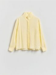 Koszula z modalem - jasnożółty. Żółte koszule Reserved, l, bez wzorów, z tkaniny, bez kołnierzyka, bez ramiączek. Za 129.99 zł.