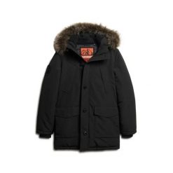 Parka z kapturem i sztucznym futrem Superdry Everest. Czarne parki Superdry, na zimę, l, ze skóry, klasyczne, z kapturem. Za 809.15 zł.