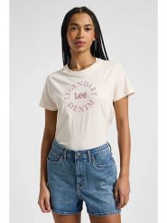 Lee Koszulka w kolorze kremowym rozmiar: M. Brązowe bluzki Lee, m, bez wzorów, z bawełny, bez kołnierzyka, bez ramiączek. Za 74.11 zł.