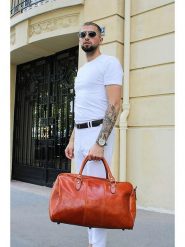 Maison héritage PARIS Skórzana torba podróżna "Doce" w kolorze karmelowym - 40 x 28 x 18 cm rozmiar: onesize. Brązowe torby na ramię Maison héritage PARIS, bez wzorów, z materiału, przez ramię, bez dodatków. Za 521.99 zł.