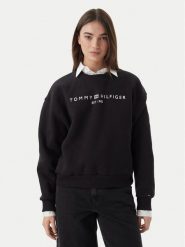 Tommy Hilfiger Bluza WW0WW47831 Czarny Regular Fit. Czarne bluzy TOMMY HILFIGER, s, bez wzorów, z bawełny, bez kaptura. Za 409.99 zł.