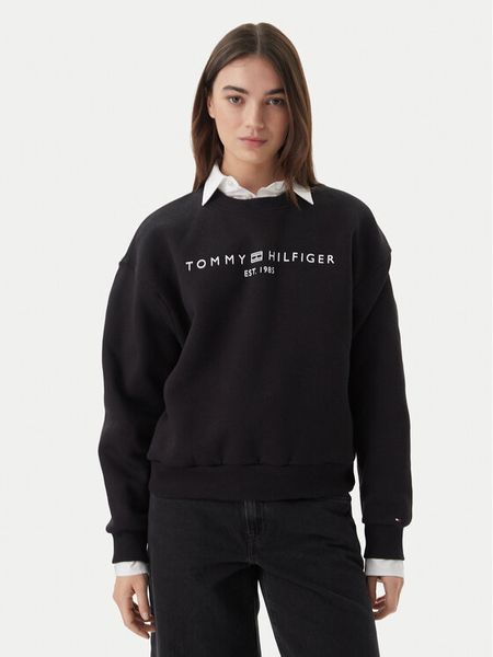 Tommy Hilfiger Bluza WW0WW47831 Czarny Regular Fit. Czarne bluzy TOMMY HILFIGER, xs, bez wzorów, z syntetyku, bez kaptura. Za 271.99 zł.
