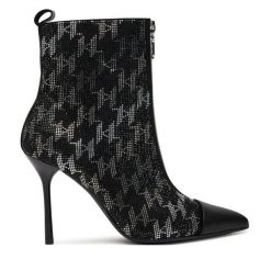 Botki KARL LAGERFELD. Czarne botki KARL LAGERFELD, bez wzorów, bez obcasa, na szpilce, bez zapięcia. Za 1,149.00 zł.