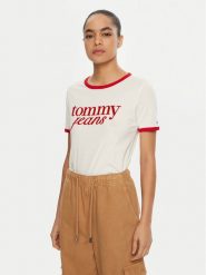 Tommy Jeans T-Shirt DW0DW19449 Biały Relaxed Fit. Białe t-shirty Tommy Jeans, xs, bez wzorów, z bawełny, bez kołnierzyka, bez ramiączek. Za 109.99 zł.