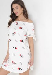 Biała Pudełkowa Sukienka Hiszpanka Bawełniana Agaslia. Białe sukienki Born2be, na co dzień, m, bez wzorów, z bawełny, bez kołnierzyka, bez ramiączek, mini. Za 14.99 zł.