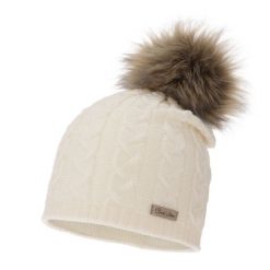 Czapka Damska z Wełny Merino Bafi - Kremowa. Białe czapki Molly, bez wzorów, z materiału. Za 59.00 zł.