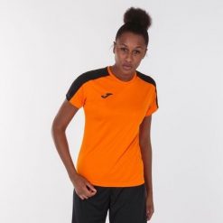 Koszulka do piłki nożnej damska Joma Academy III z krótkim rękawem. Brązowe bluzki Joma, s, bez wzorów, sportowe, bez kołnierzyka, bez ramiączek. Za 86.70 zł.