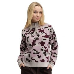 Damski sweter golfowy Siroko Fade-W Pink. Czerwone golfy SIROKO, bez wzorów, z materiału, bez ramiączek. Za 297.00 zł.