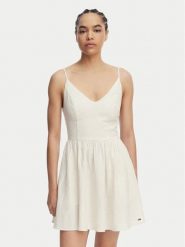 Tommy Jeans Sukienka letnia Skater DW0DW22345 Beżowy jasny Slim Fit. Brązowe sukienki Tommy Jeans, na lato, xs, bez wzorów, z jeansu, bez kołnierzyka, bez ramiączek. Za 489.99 zł.