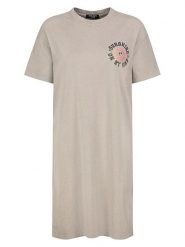Sublevel Sukienka w kolorze beżowym rozmiar: XL. Brązowe sukienki Sublevel, na co dzień, xl, bez wzorów, z bawełny, bez kołnierzyka, bez ramiączek, midi, proste. Za 115.24 zł.