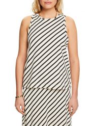 ESPRIT Top w kolorze czarno-białym rozmiar: M. Białe topy Esprit, m, bez wzorów, z bawełny, bez kołnierzyka, bez ramiączek. Za 43.99 zł.