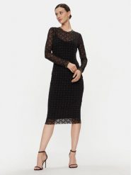 Nissa Sukienka koktajlowa RS14530 Czarny Slim Fit. Czarne sukienki Nissa, bez wzorów, z syntetyku, wizytowe, bez kołnierzyka, bez ramiączek. Za 979.99 zł.