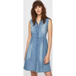 Answear - Sukienka. Niebieskie sukienki ANSWEAR, na co dzień, s, bez wzorów, z bawełny, casualowe, bez kołnierzyka, bez ramiączek, proste. Za 119.90 zł.