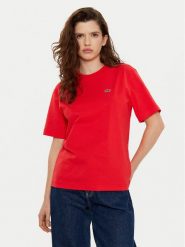 Lacoste T-Shirt TF7215 Czerwony Regular Fit. Czerwone t-shirty Lacoste, bez wzorów, z bawełny, bez kołnierzyka, bez ramiączek. Za 199.99 zł.