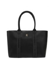 Tommy Hilfiger Torebka Th Logotape Tote AW0AW17198 Czarny. Czarne torebki klasyczne TOMMY HILFIGER, bez wzorów, ze skóry, bez dodatków. Za 359.99 zł.