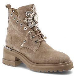 Beżowe Botki Alma En Pena Eleganckie Obuwie Damskie. Brązowe botki Alma en Pena, z aplikacjami, bez obcasa, na obcasie, bez zapięcia. Za 645.99 zł.