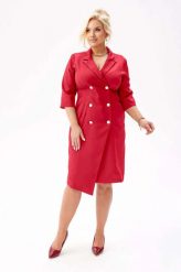 Elegancka żakietowa sukienka Chloe w czerwonym kolorze PLUS SIZE XXL JESIEŃ. Czerwone sukienki Moda Size Plus Iwanek, do pracy, na jesień, l, bez wzorów, z elastanu, biznesowe, z asymetrycznym kołnierzem, plus size, bez ramiączek, mini, asymetryczne. Za 339.90 zł.
