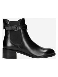 Wojas Skórzane botki w kolorze czarnym rozmiar: 38. Czarne botki Wojas, bez wzorów, bez obcasa, bez zapięcia. Za 336.95 zł.