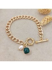 Nakkash Pozłacana bransoletka z kryształem rozmiar: onesize. Zielone bransoletki Nakkash, z kryształem, pozłacane. Za 56.93 zł.
