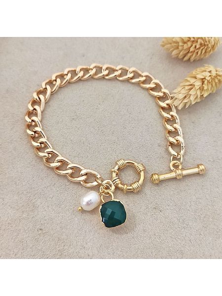 Nakkash Pozłacana bransoletka z kryształem rozmiar: onesize. Zielone bransoletki Nakkash, z kryształem, pozłacane. Za 78.10 zł.