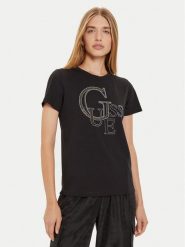 Guess T-Shirt W4BI16 I3Z14 Czarny Regular Fit. Czarne t-shirty Guess, xs, z aplikacjami, z bawełny, bez kołnierzyka, bez ramiączek. Za 109.99 zł.
