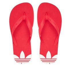 Japonki adidas. Czerwone klapki Adidas, bez wzorów, bez obcasa. Za 89.99 zł.