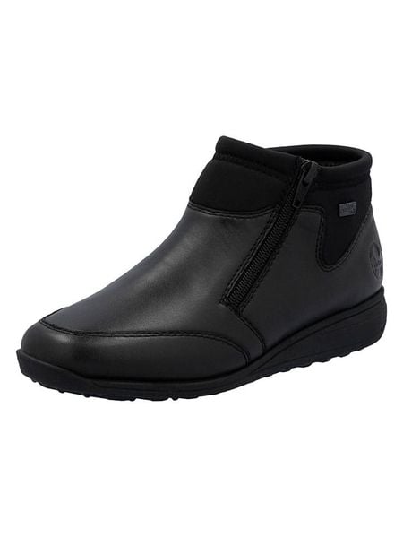 Rieker Skórzane botki w kolorze czarnym rozmiar: 39. Czarne botki Rieker, bez wzorów, bez obcasa, bez zapięcia. Za 209.95 zł.