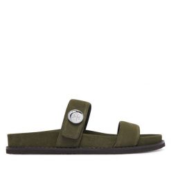 Klapki Tory Burch. Zielone klapki Tory Burch, bez wzorów, bez obcasa. Za 1,644.00 zł.
