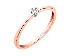 Pierścionek z różowego i białego złota z brylantem - 0,02 ct - próba 585. Białe pierścionki Apart, z brylantem, złote. Za 1,490.00 zł.